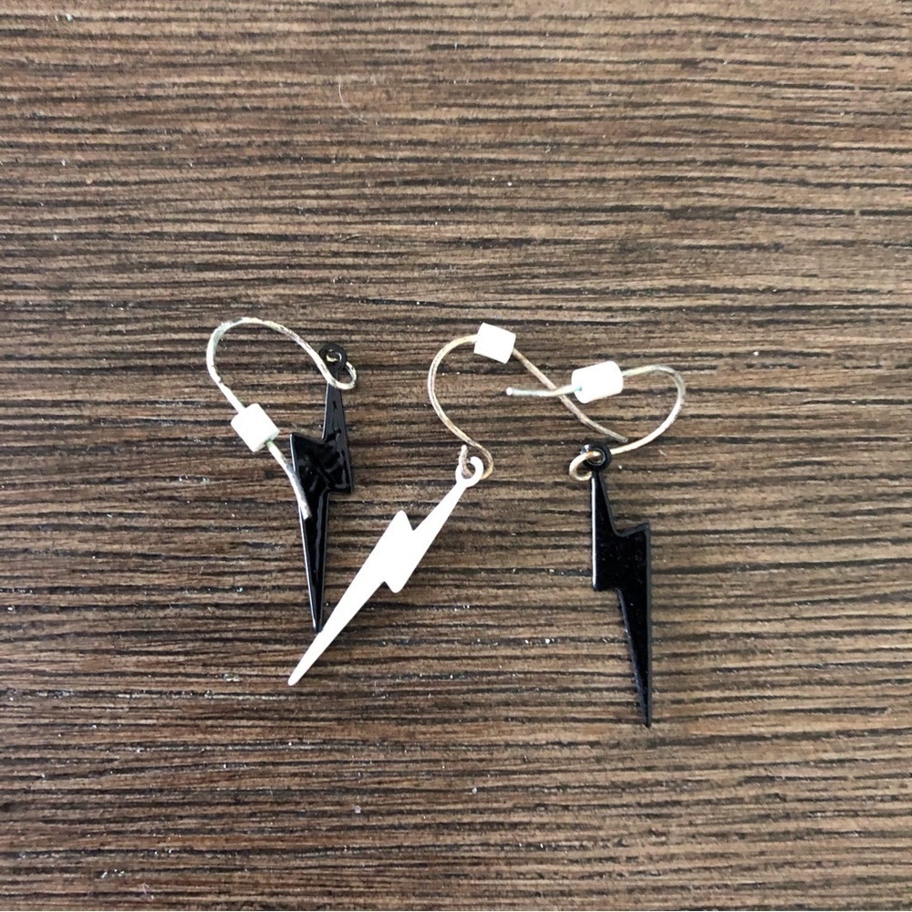 Lighting bolt mix and matching fishhook earrings